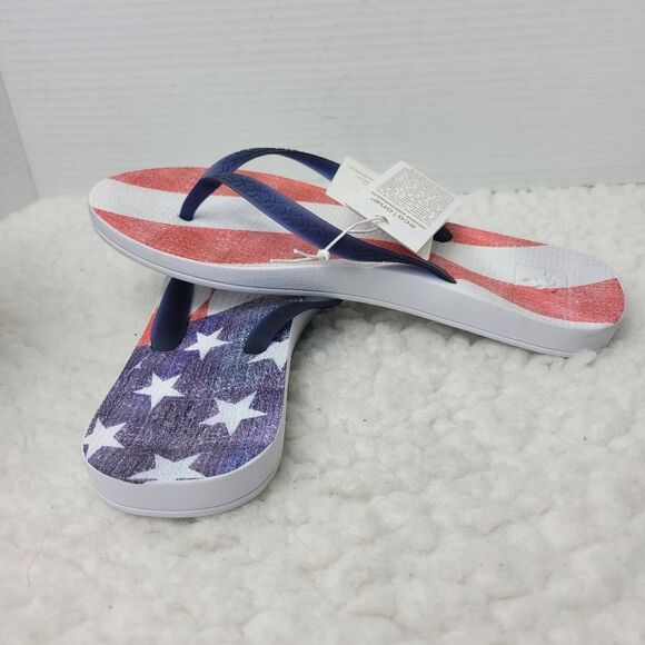 Reef Escape Lux Navy Americana Womens Size 9 Thong Flip-Flop Shoes New - Picture 6 of 10